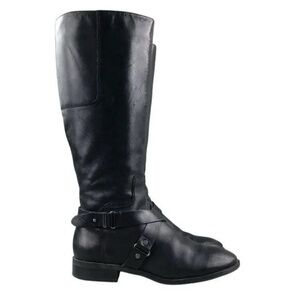 NINE WEST BLOGGER BLACK PREMIUM LEATHER SIDE ZIP TALL RIDING BOOTS 6M